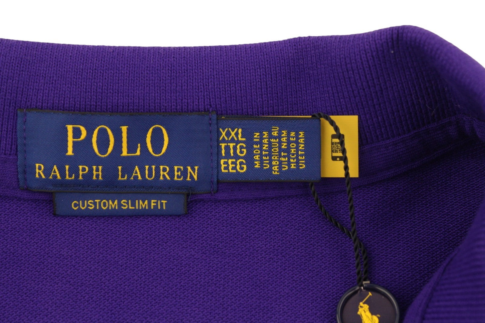RALPH LAUREN Custom Slim Fit Men Polos 2XL Purple Cotton Logo Short Sleeve
