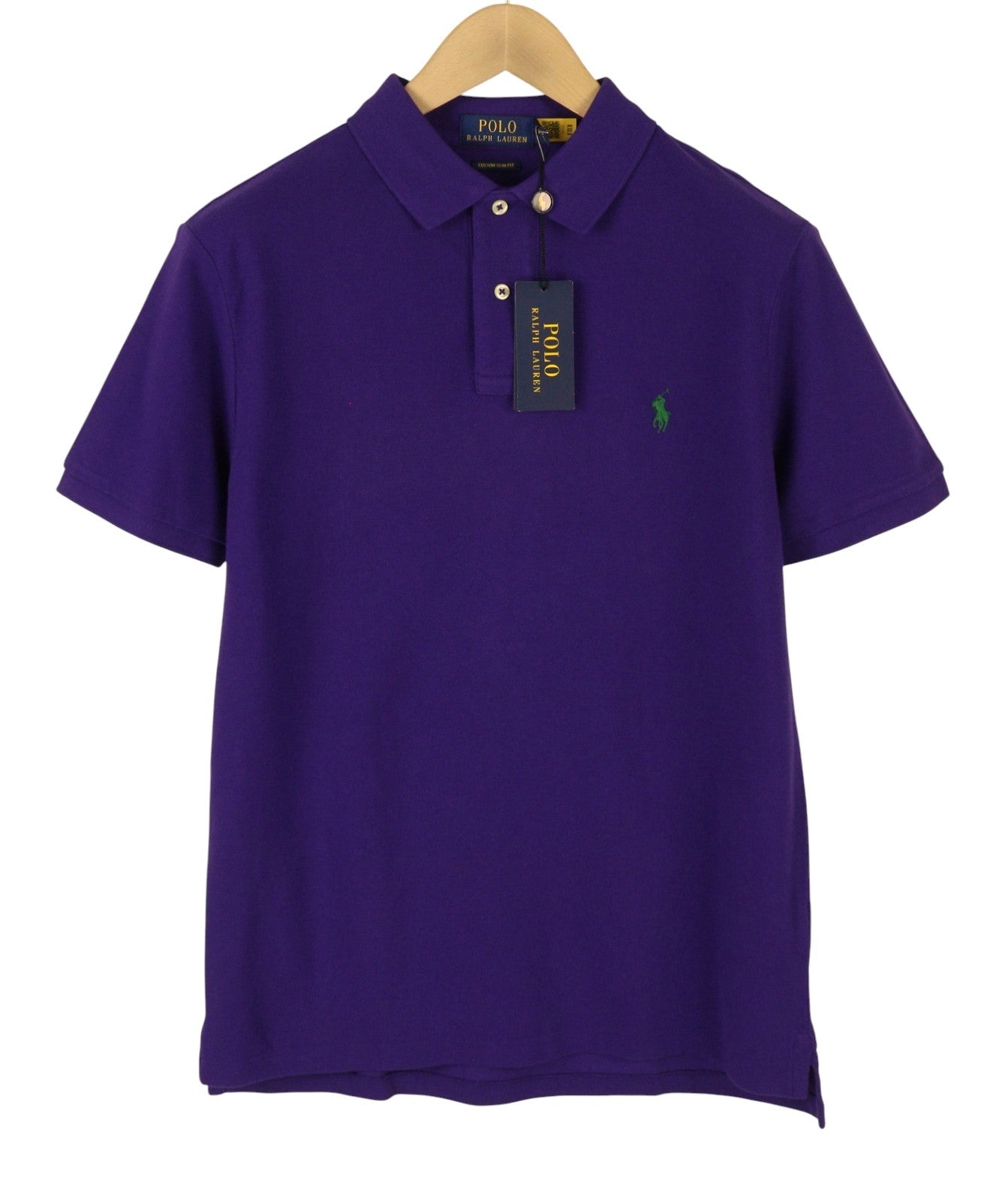 RALPH LAUREN Custom Slim Fit Men Polos M Purple Cotton Logo Short Sleeve