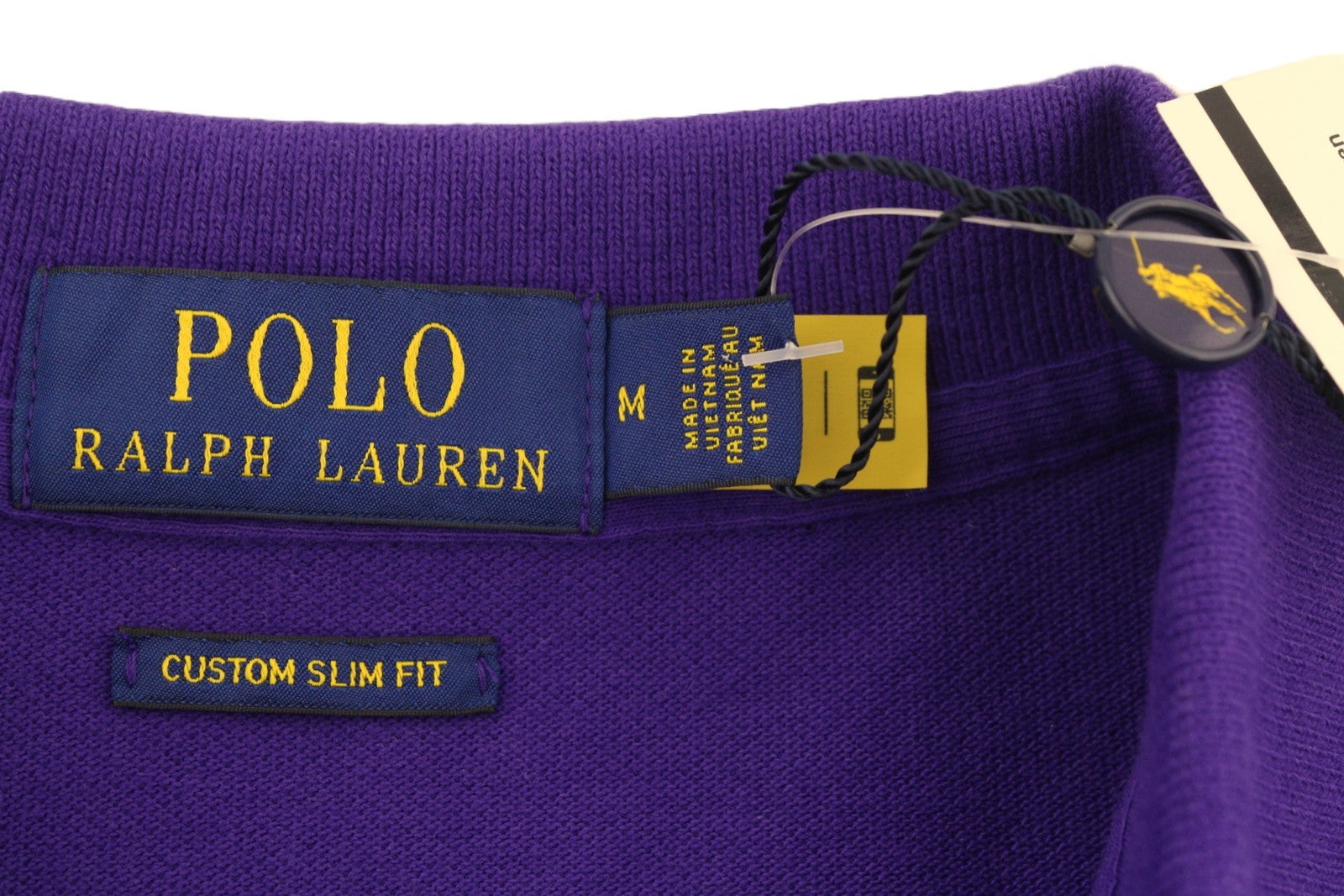 RALPH LAUREN Custom Slim Fit Men Polos M Purple Cotton Logo Short Sleeve