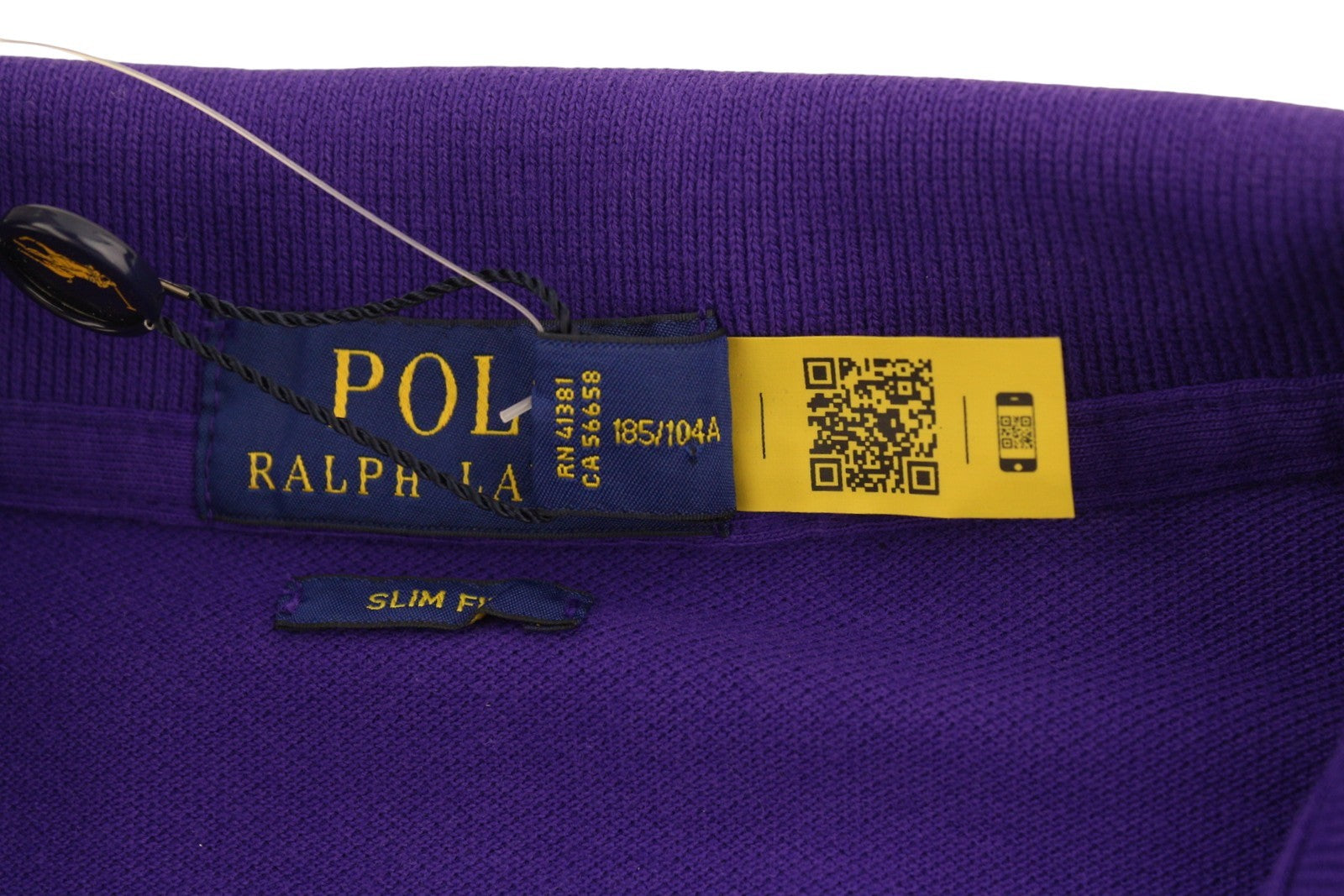 RALPH LAUREN Slim Fit Men Polos XL Purple Cotton Embroidered Logo Short Sleeve