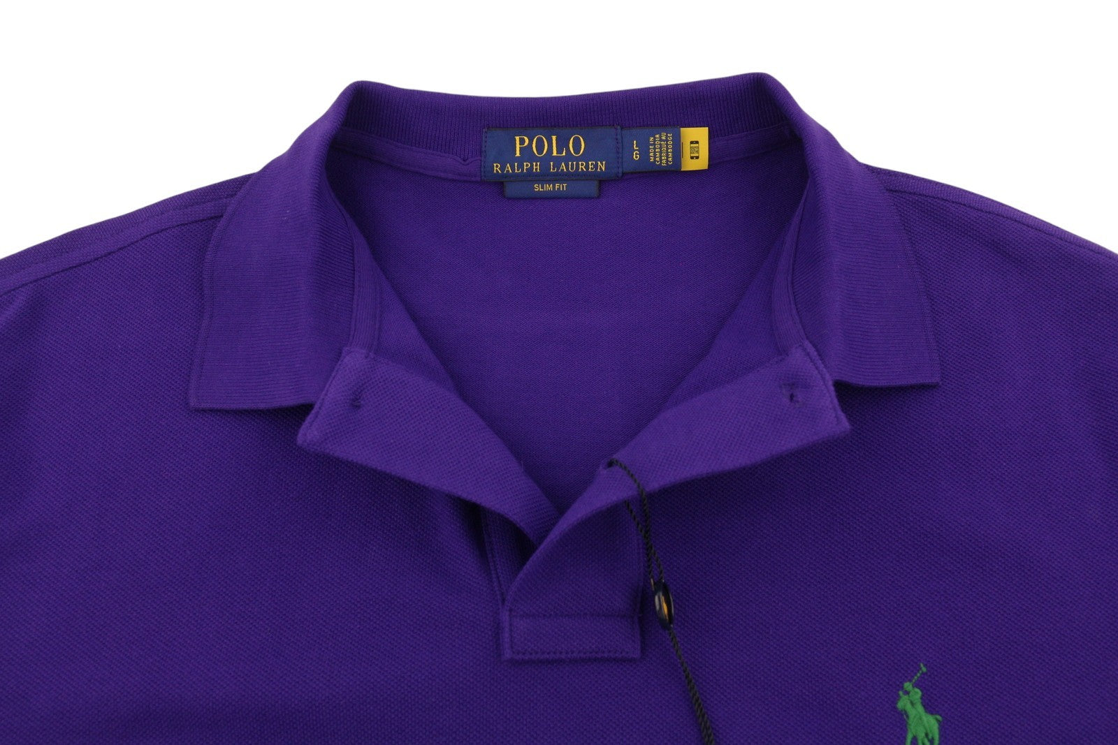 RALPH LAUREN Slim Fit Men Polos L Purple Cotton Embroidered Logo Short Sleeve