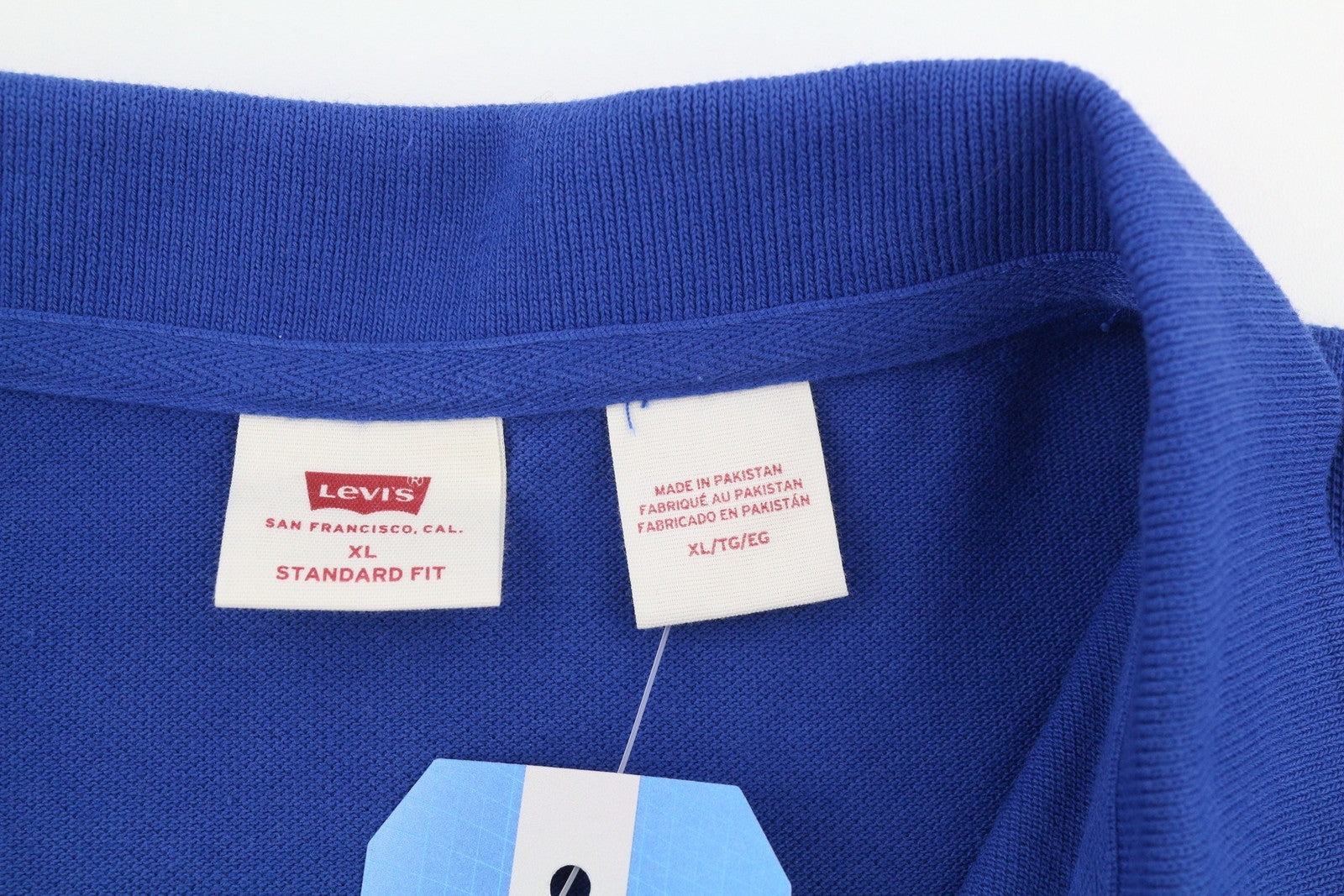 LEVI'S Standard Fit Men Polos XL Blue Cotton Patch Logo Short Sleeved