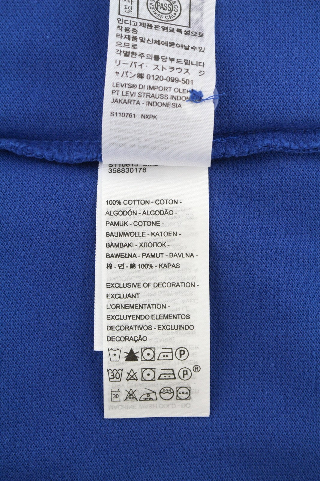 LEVI'S Standard Fit Men Polos L Blue Cotton Patch Logo Short Sleeved