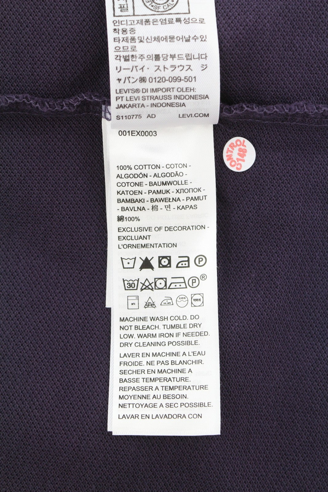 LEVI'S Standard Fit Men Polos XL Purple Cotton Patch Logo Short Sleeved