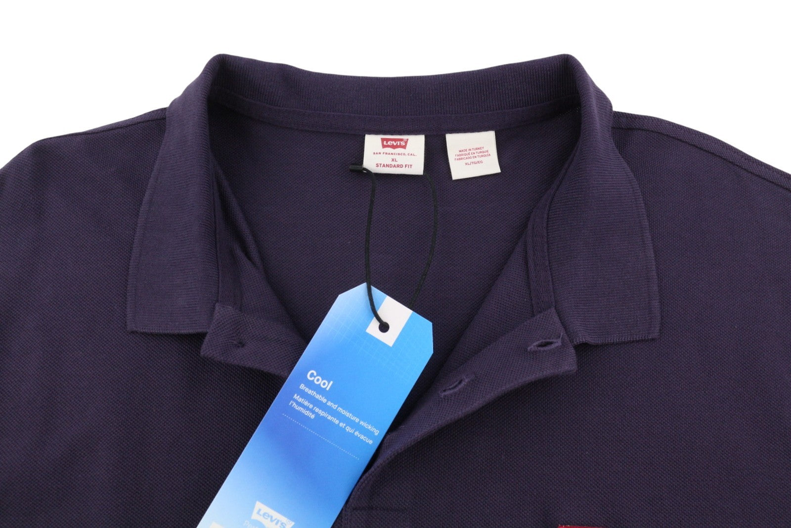 LEVI'S Standard Fit Men Polos XL Purple Cotton Patch Logo Short Sleeved