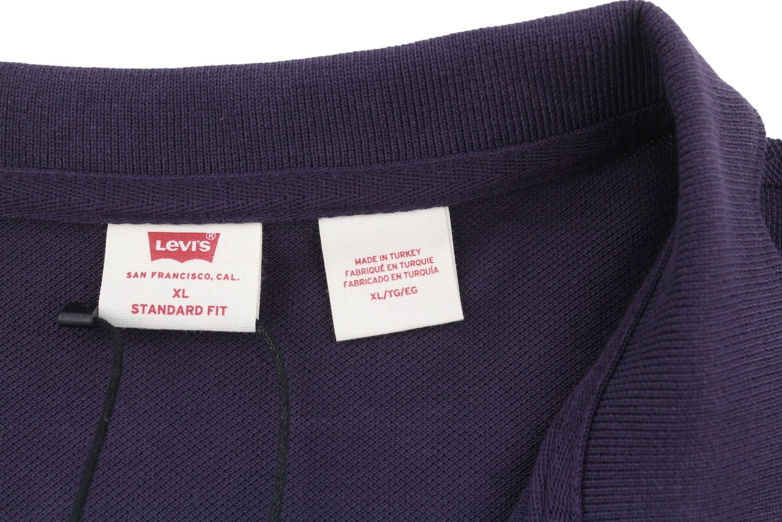 LEVI'S Standard Fit Men Polos XL Purple Cotton Patch Logo Short Sleeved