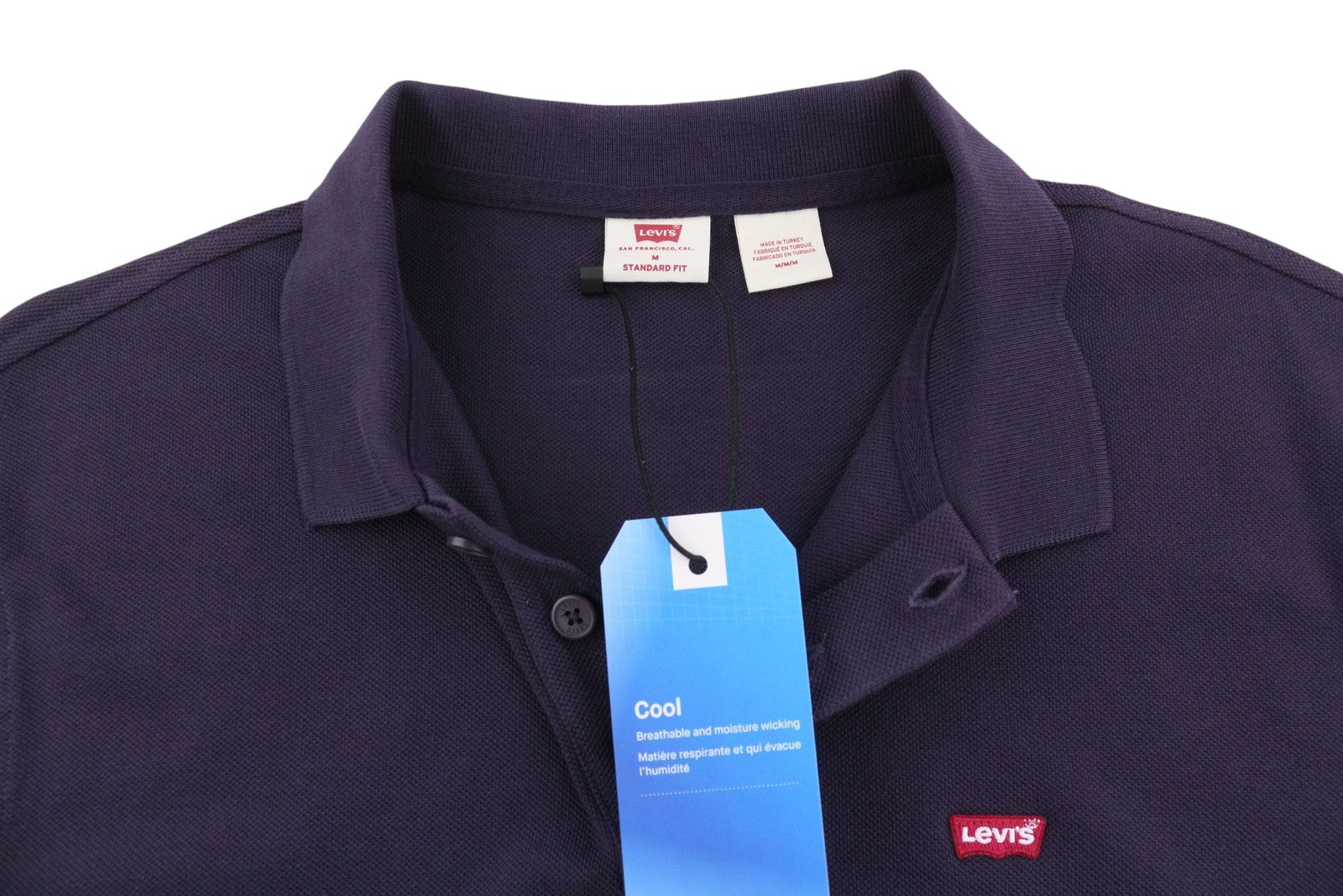 LEVI'S Standard Fit Men Polos M Purple Cotton Patch Logo Short Sleeved