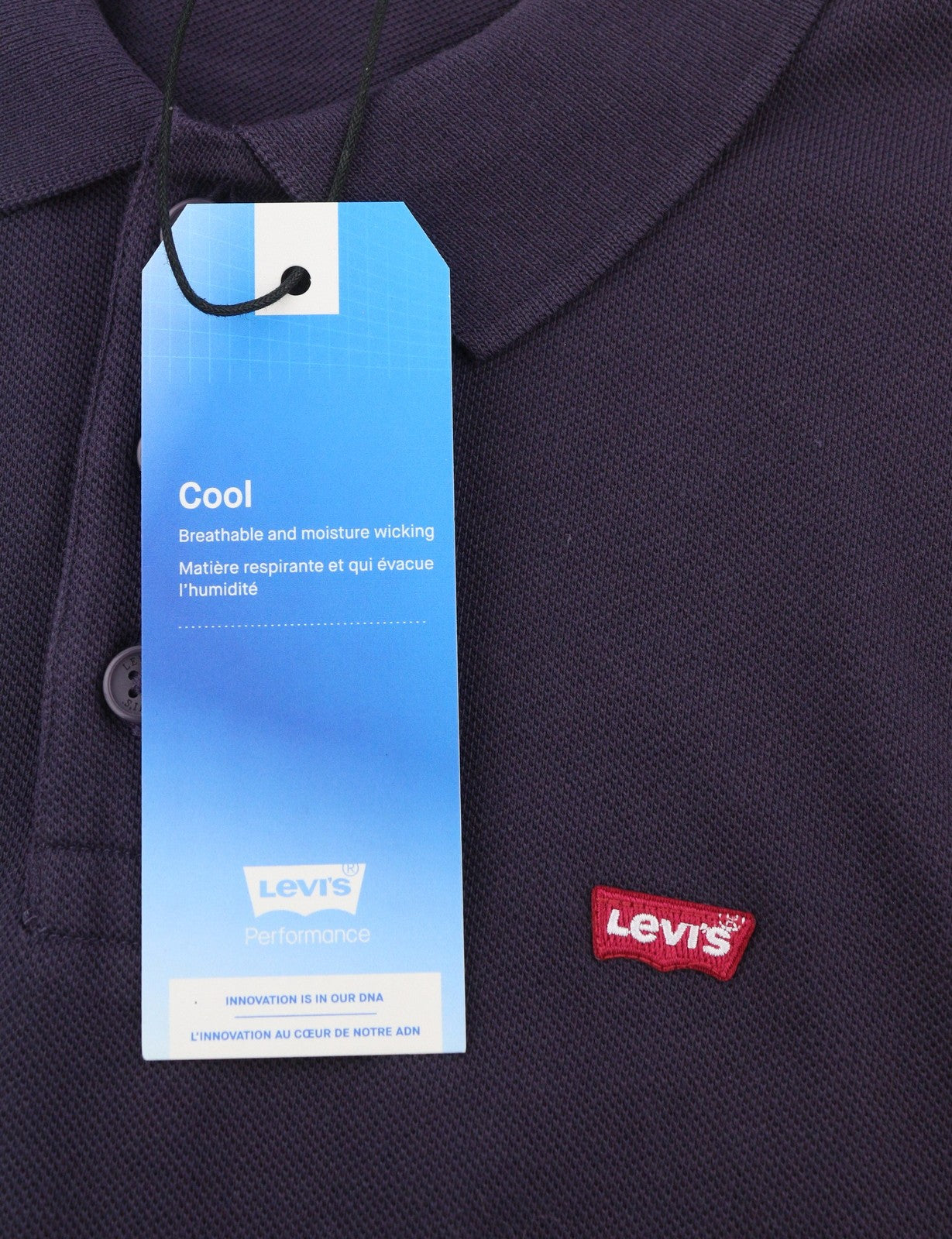 LEVI'S Standard Fit Men Polos M Purple Cotton Patch Logo Short Sleeved