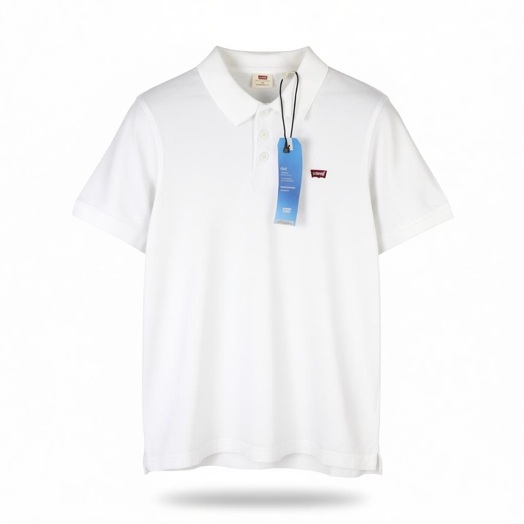 LEVI'S Standard Fit Men Polos XS White Embroidered Logo Cotton Short Sleeve