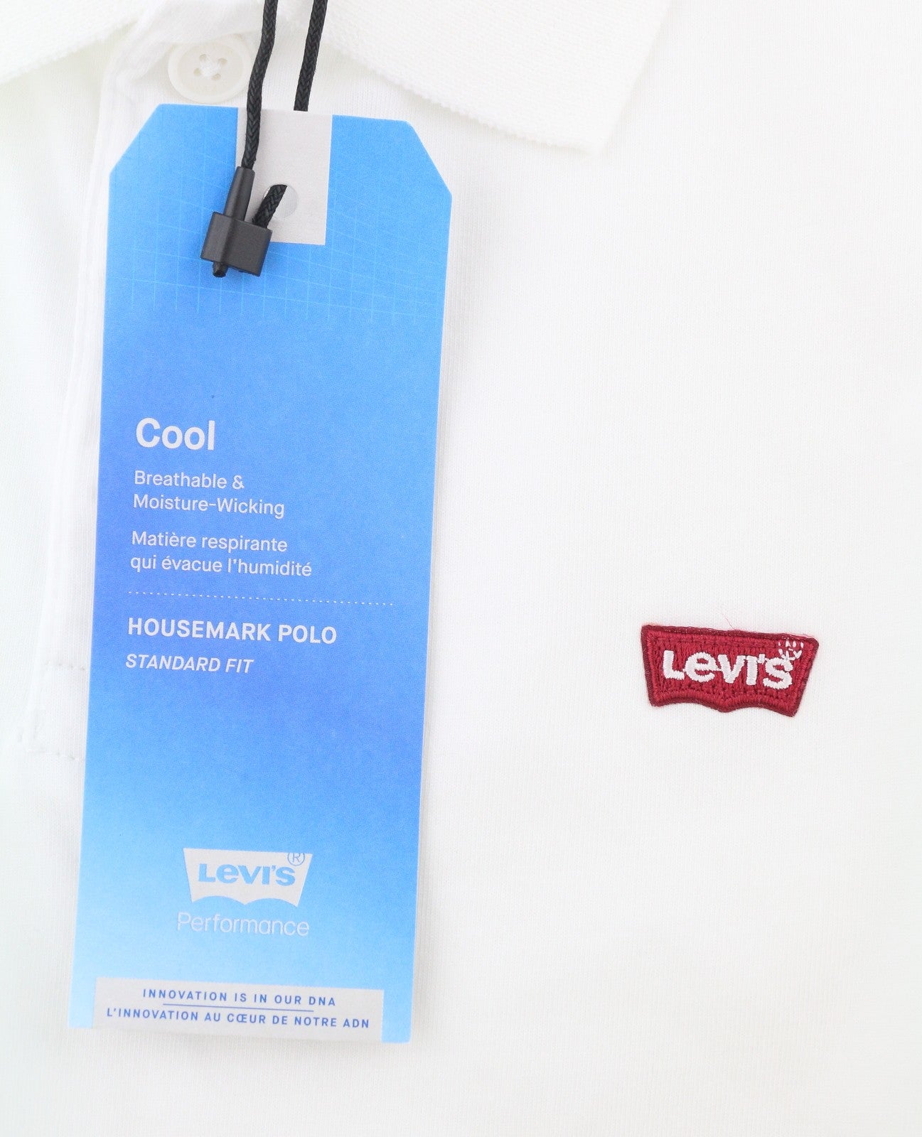 LEVI'S Standard Fit Men Polos XS White Embroidered Logo Cotton Short Sleeve