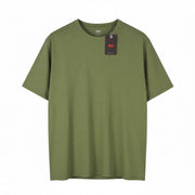 LEVI'S Slim Men T-Shirt XL Khaki Green Tricot Cotton Crew Neck Short Sleeve