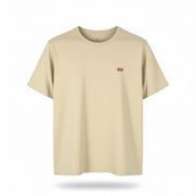 LEVI'S Standard Men T-Shirt L Beige Cotton Tricot Crew Neck Short Sleeve