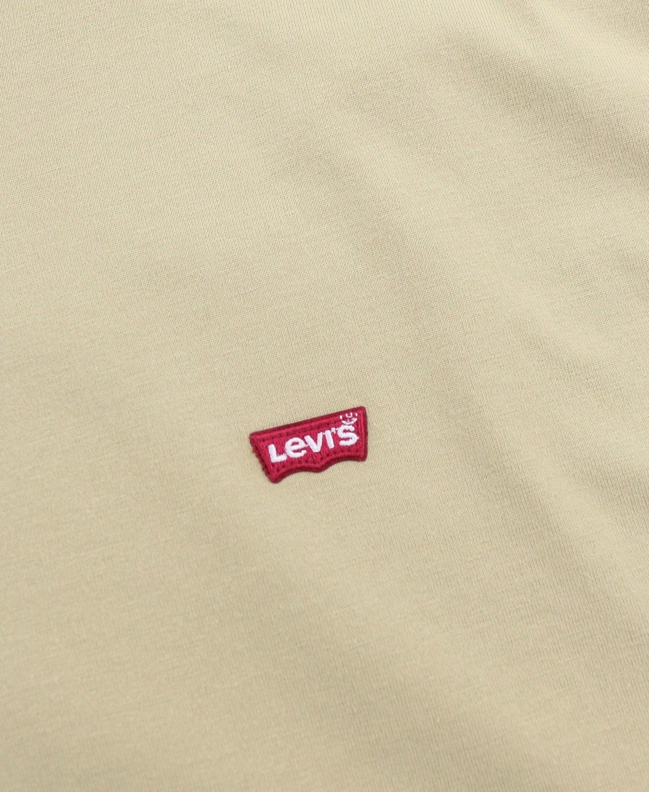 LEVI'S Standard Men T-Shirt L Beige Cotton Tricot Crew Neck Short Sleeve