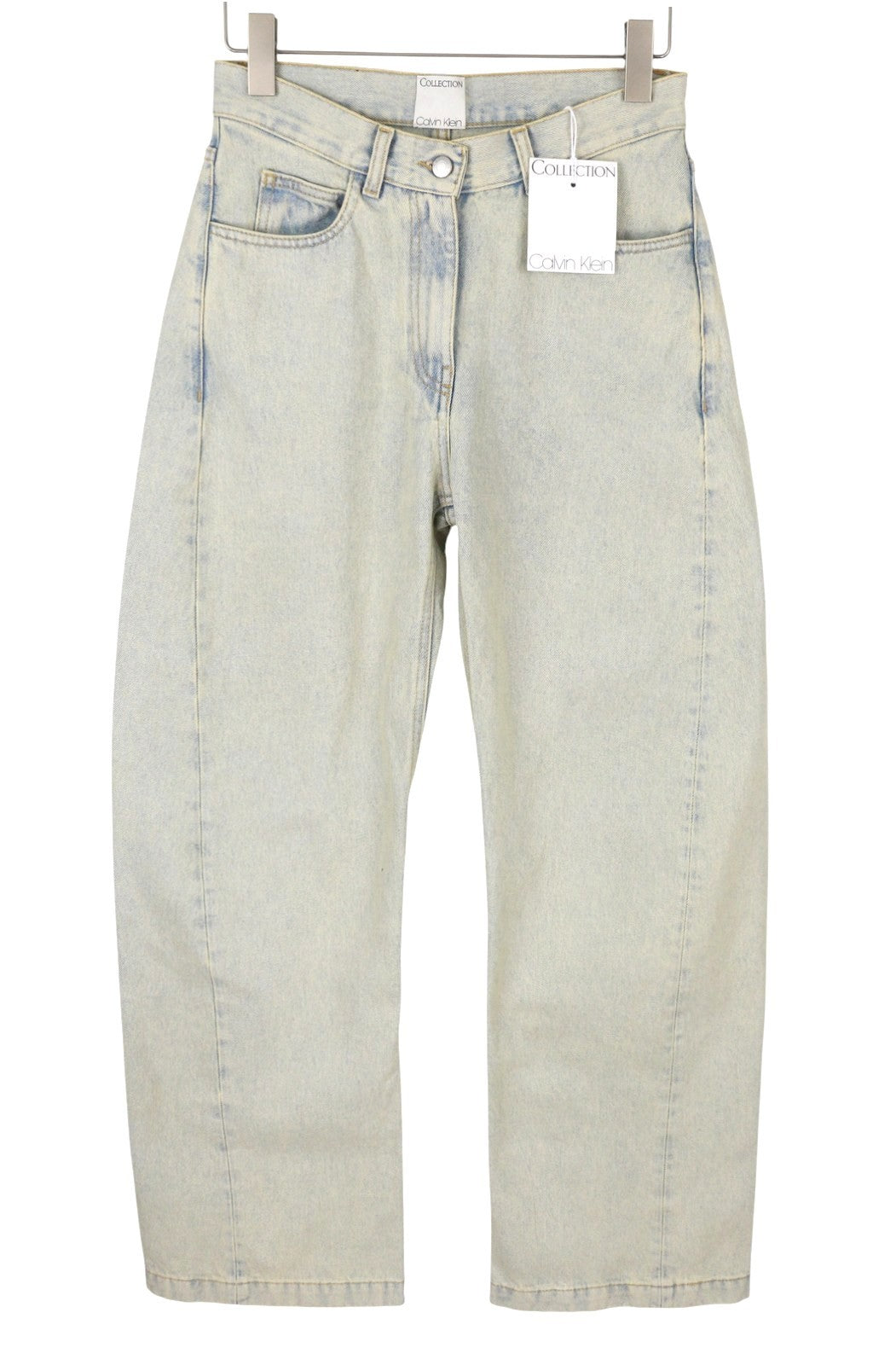 CALVIN KLEIN COLLECTION Women Jeans W25/L32 Light Blue Faded Wide Relaxed RRP491