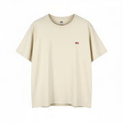 LEVI'S Standard Men T-Shirt XL Light Beige Tricot Cotton Crew Neck Short Sleeve