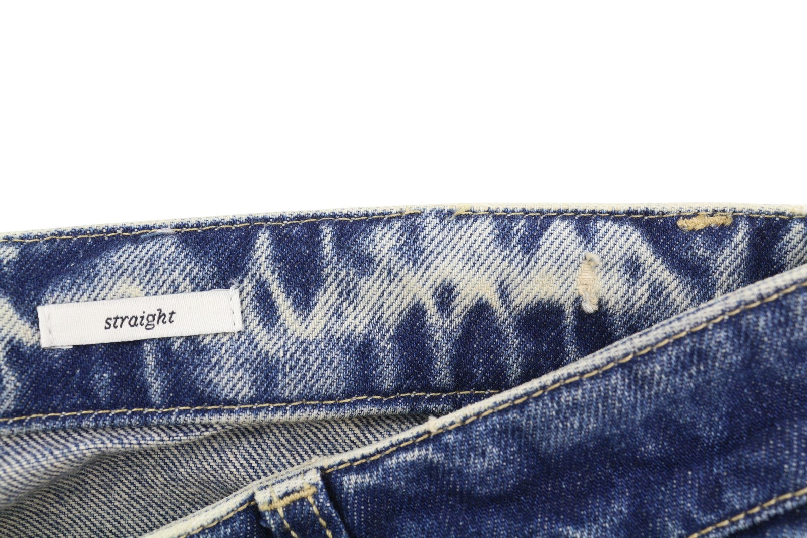 GUESS USA Straight Men Jeans W32 Blue Whiskers Faded Button Fly Denim