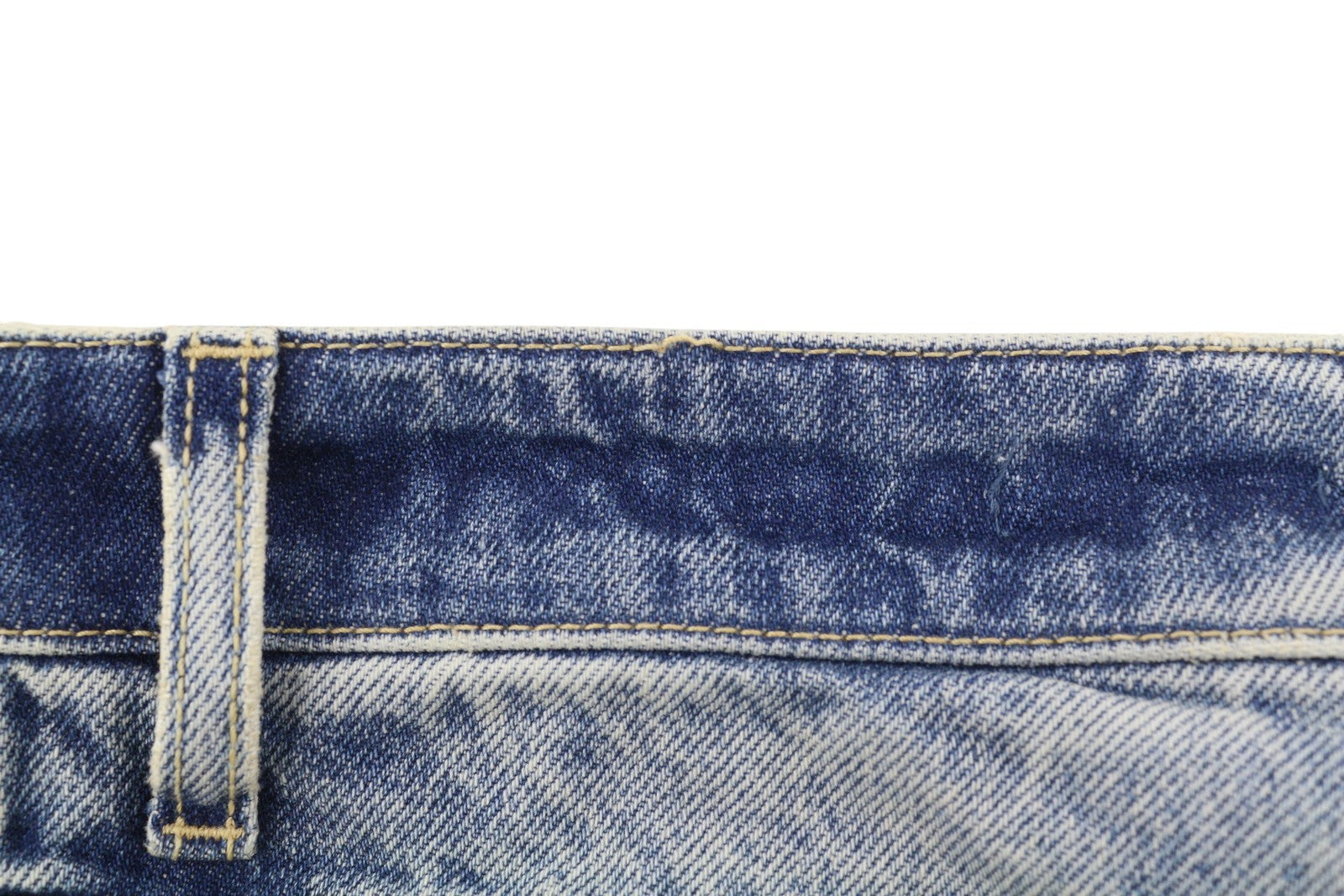 GUESS USA Straight Men Jeans W32 Blue Whiskers Faded Button Fly Denim