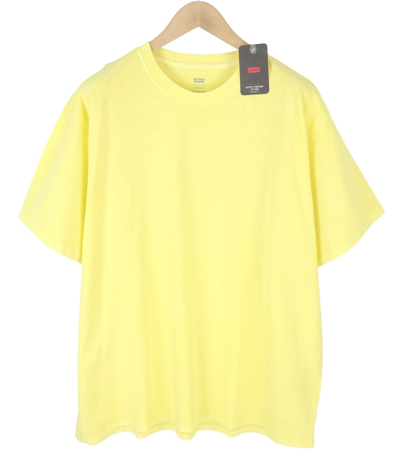 LEVI'S Vintage Fit Men T-Shirt XL Yellow Tricot Crew Neck Cotton Short Sleeve
