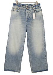 GUESS USA Men Jeans W33 Blue Whiskers Faded Relaxed Fit Button Fly Denim