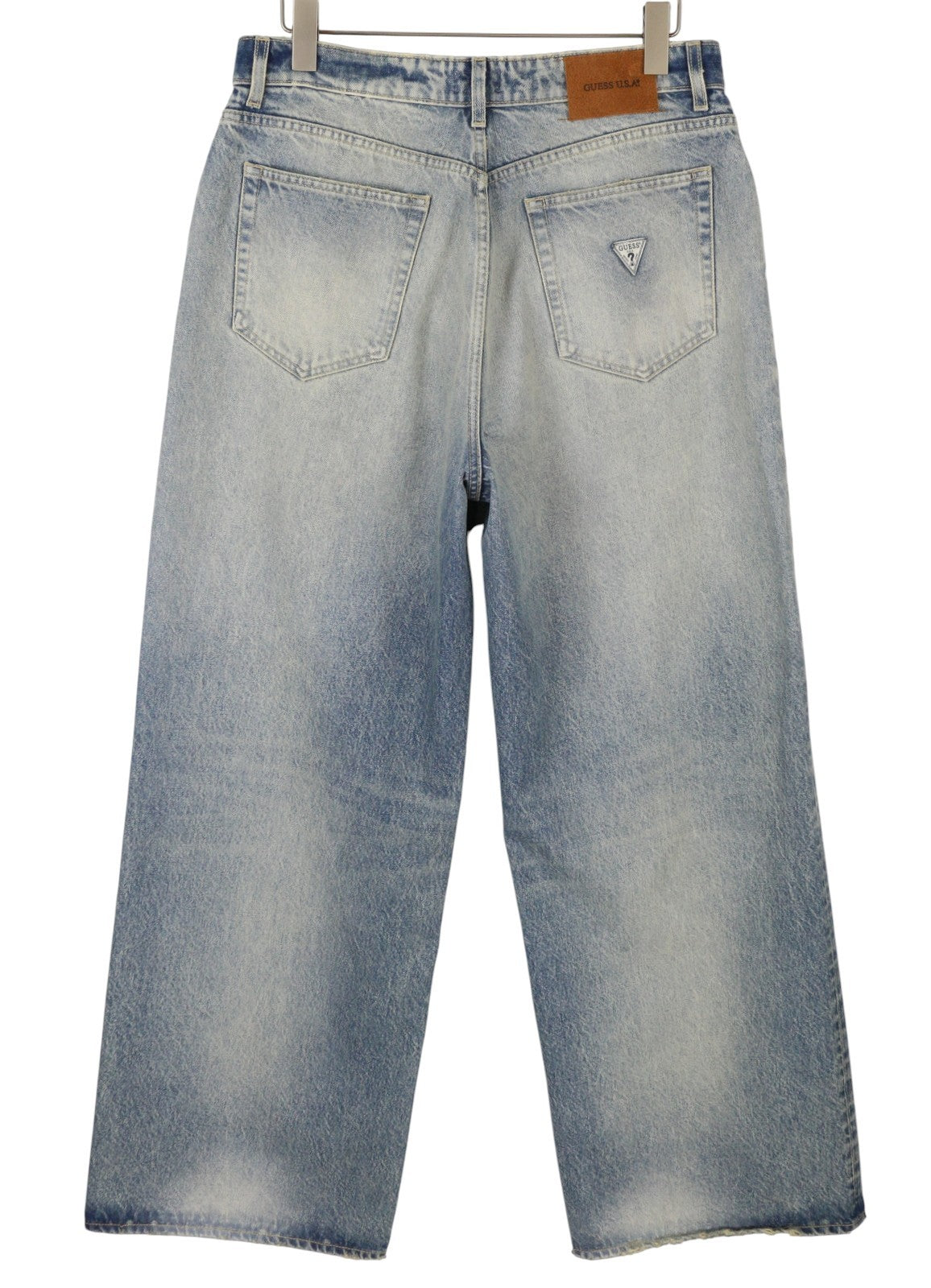 GUESS USA Men Jeans W33 Blue Whiskers Faded Relaxed Fit Button Fly Denim