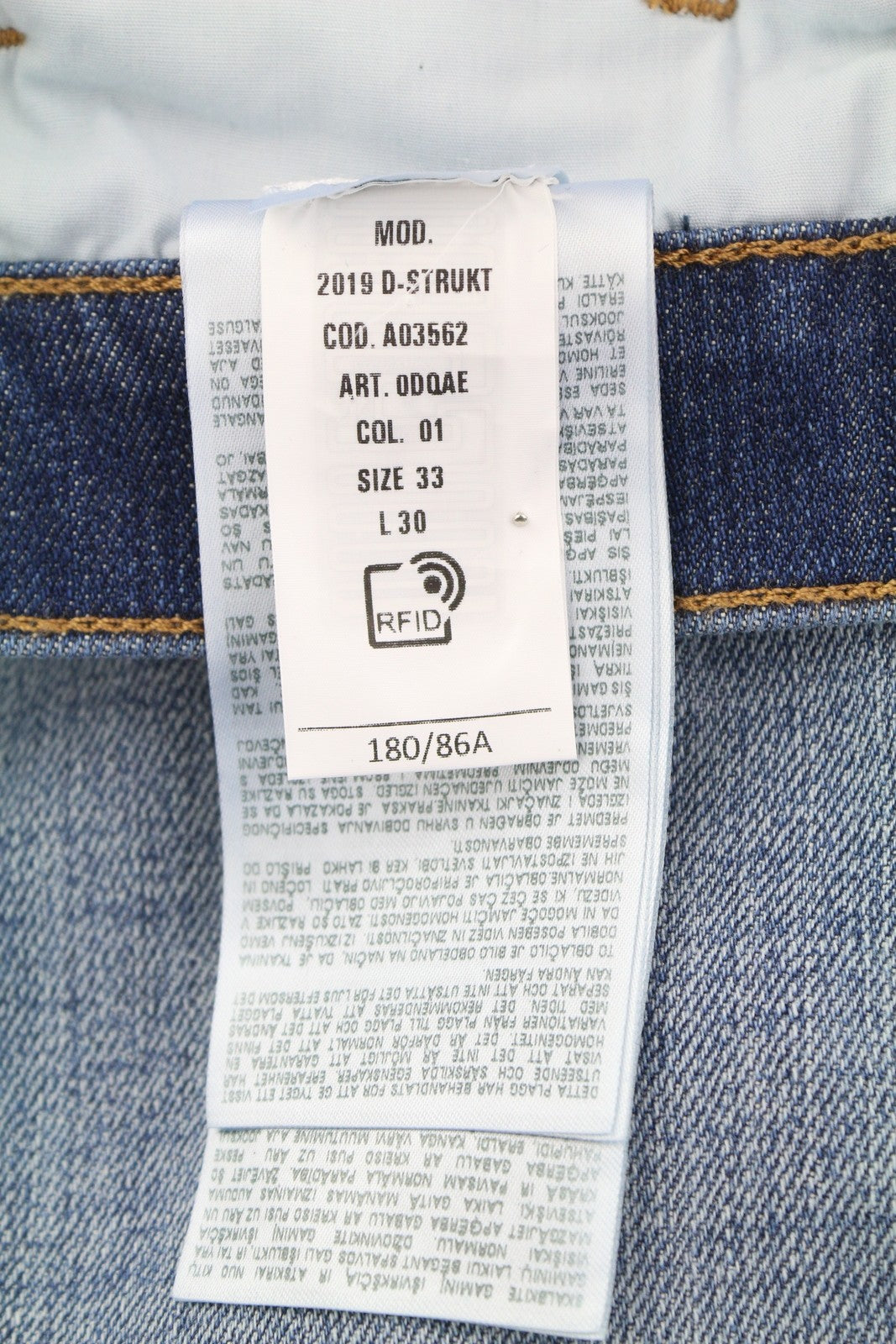 DIESEL 2019 D-Strukt 0DQAE Men's W33/L30 Slim Zip Fly Blue Denim Faded RRP175