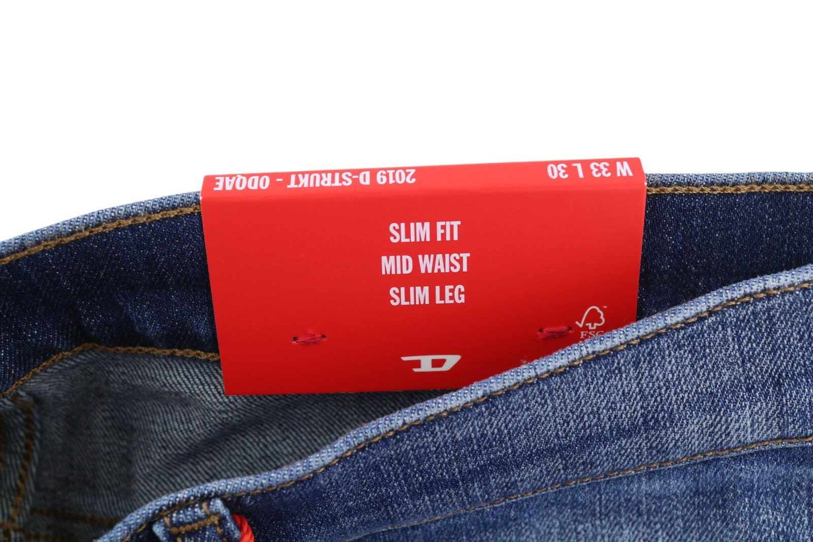 DIESEL 2019 D-Strukt 0DQAE Men's W33/L30 Slim Zip Fly Blue Denim Faded RRP175