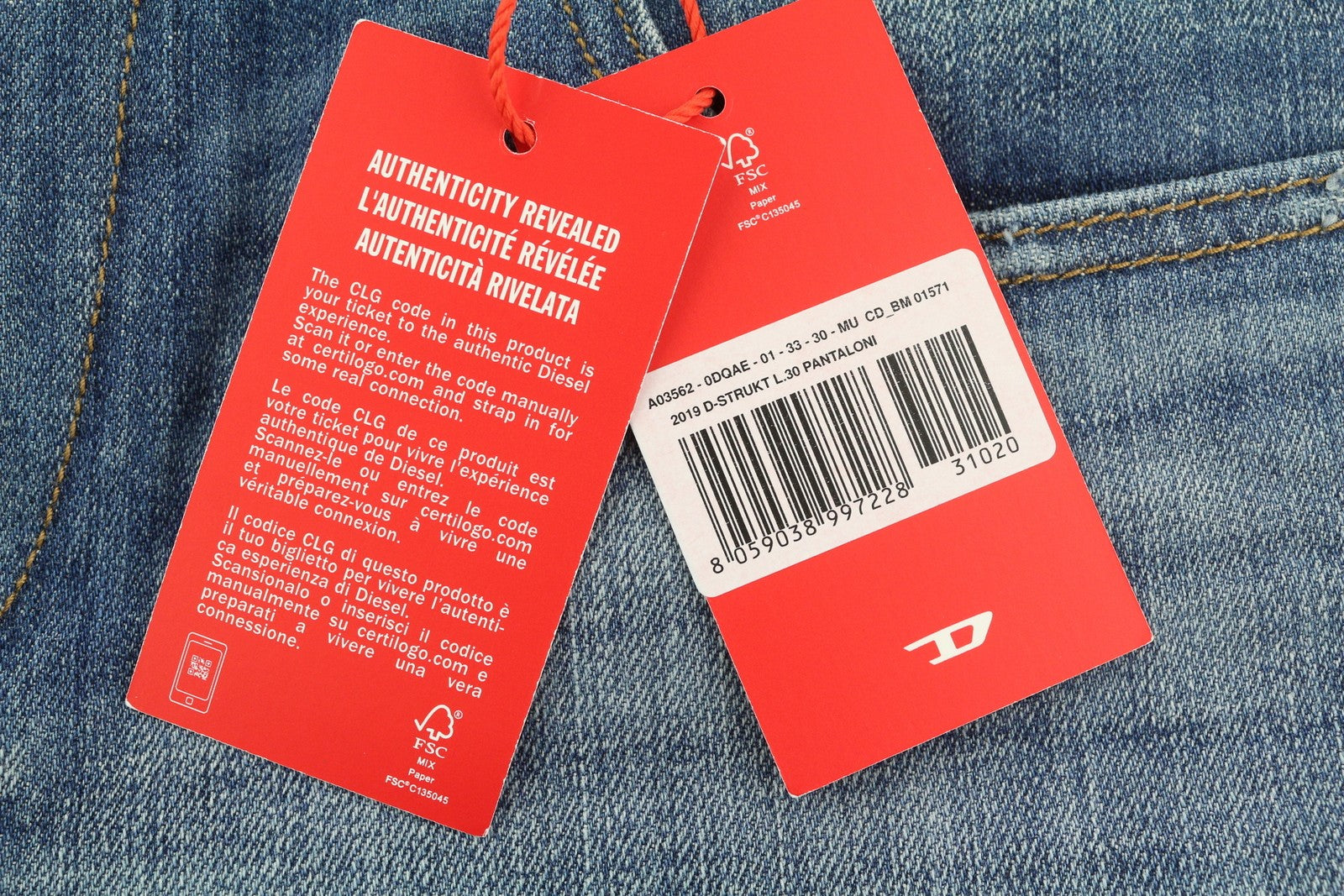 DIESEL 2019 D-Strukt 0DQAE Men's W33/L30 Slim Zip Fly Blue Denim Faded RRP175