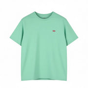 LEVI'S Standard Men T-Shirt L Green Tricot Cotton Crew Neck Short Sleeve