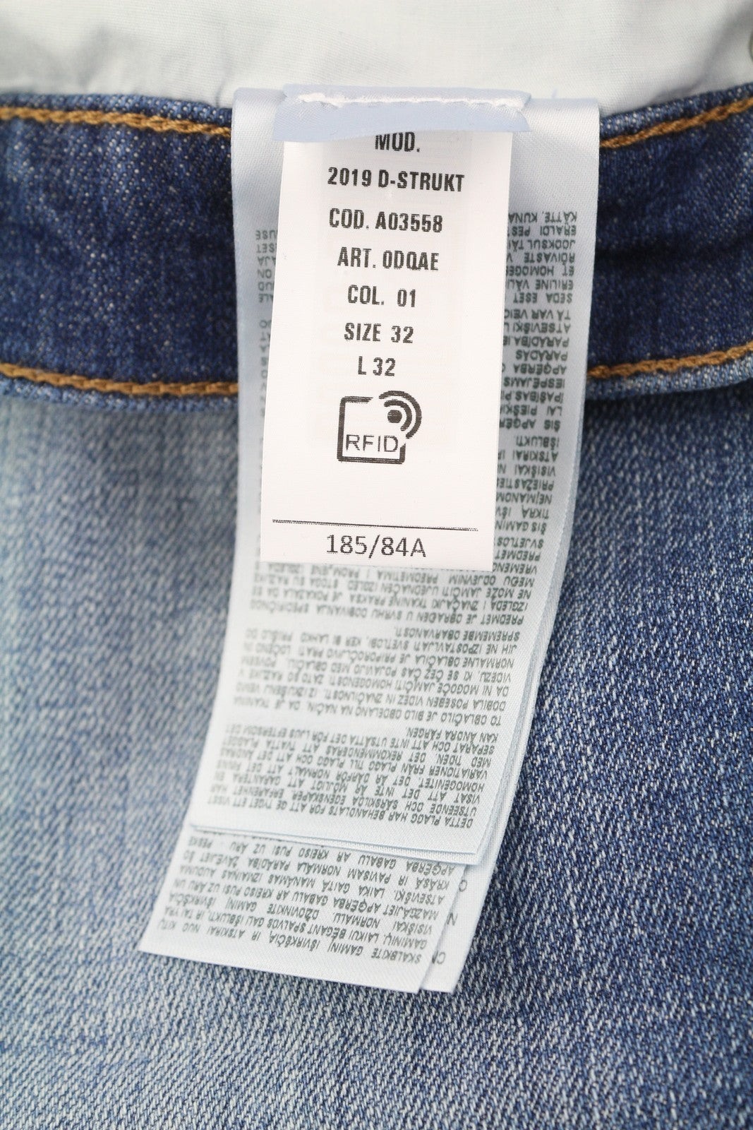 DIESEL 2019 D-Strukt 0DQAE Men's W32/L32 Slim Zip Fly Faded Blue Denim RRP175