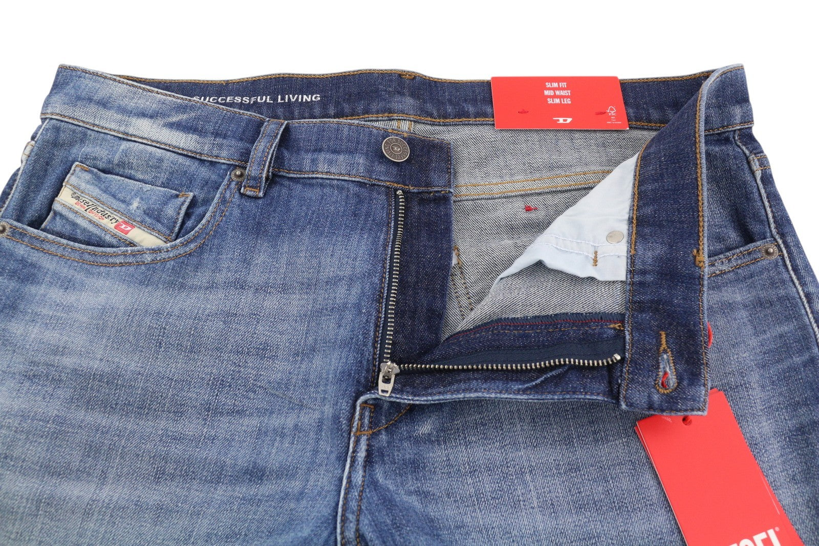 DIESEL 2019 D-Strukt 0DQAE Men's W32/L32 Slim Zip Fly Faded Blue Denim RRP175