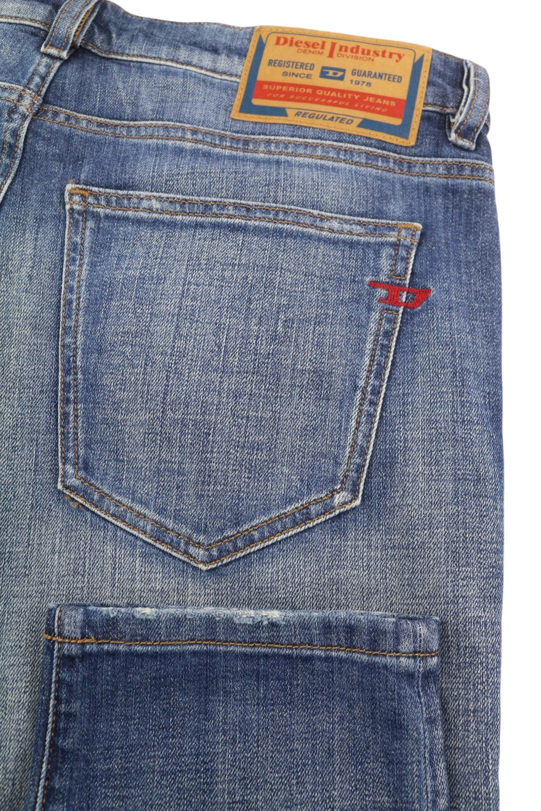 DIESEL 2019 D-Strukt 0DQAE Men's W33/L34 Slim Fit Blue Faded Zip Denim RRP175