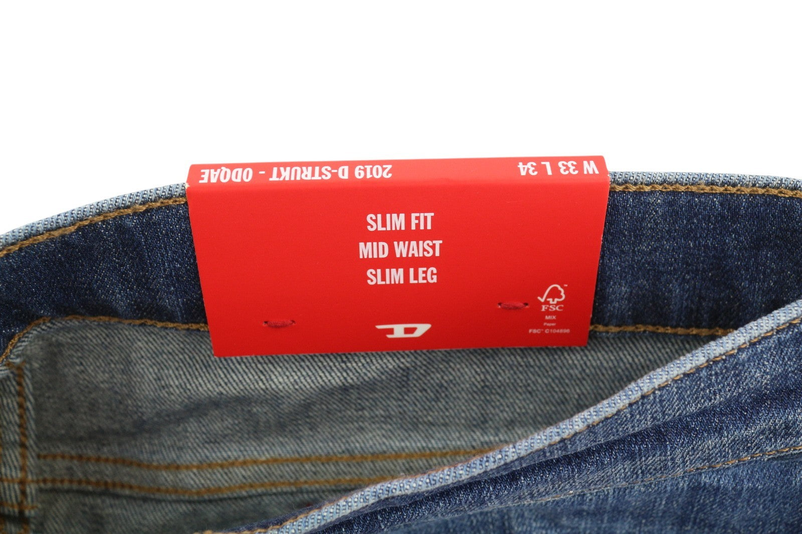 DIESEL 2019 D-Strukt 0DQAE Men's W33/L34 Slim Fit Blue Faded Zip Denim RRP175