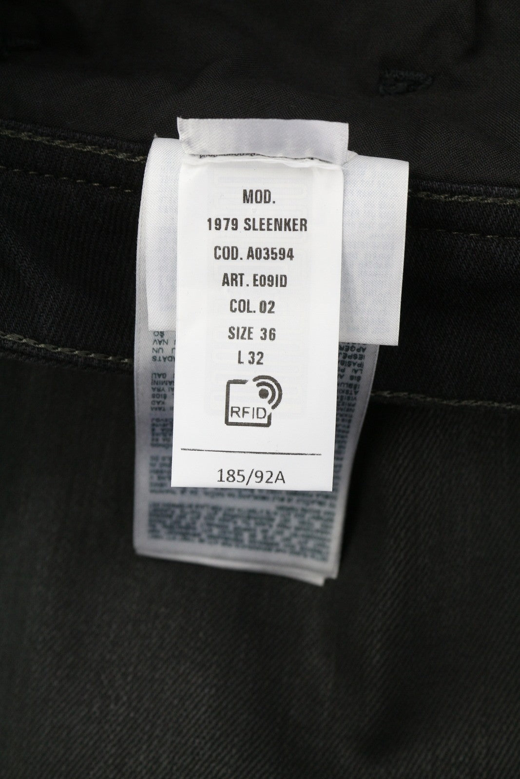 DIESEL 1979 Sleenker E09ID Men's W36/L32 Black Coated Slim Zip Fly Shiny RRP225