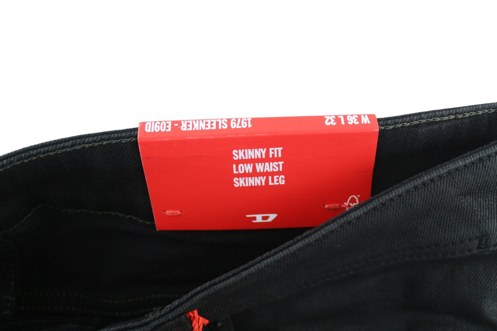 DIESEL 1979 Sleenker E09ID Men's W36/L32 Black Coated Slim Zip Fly Shiny RRP225