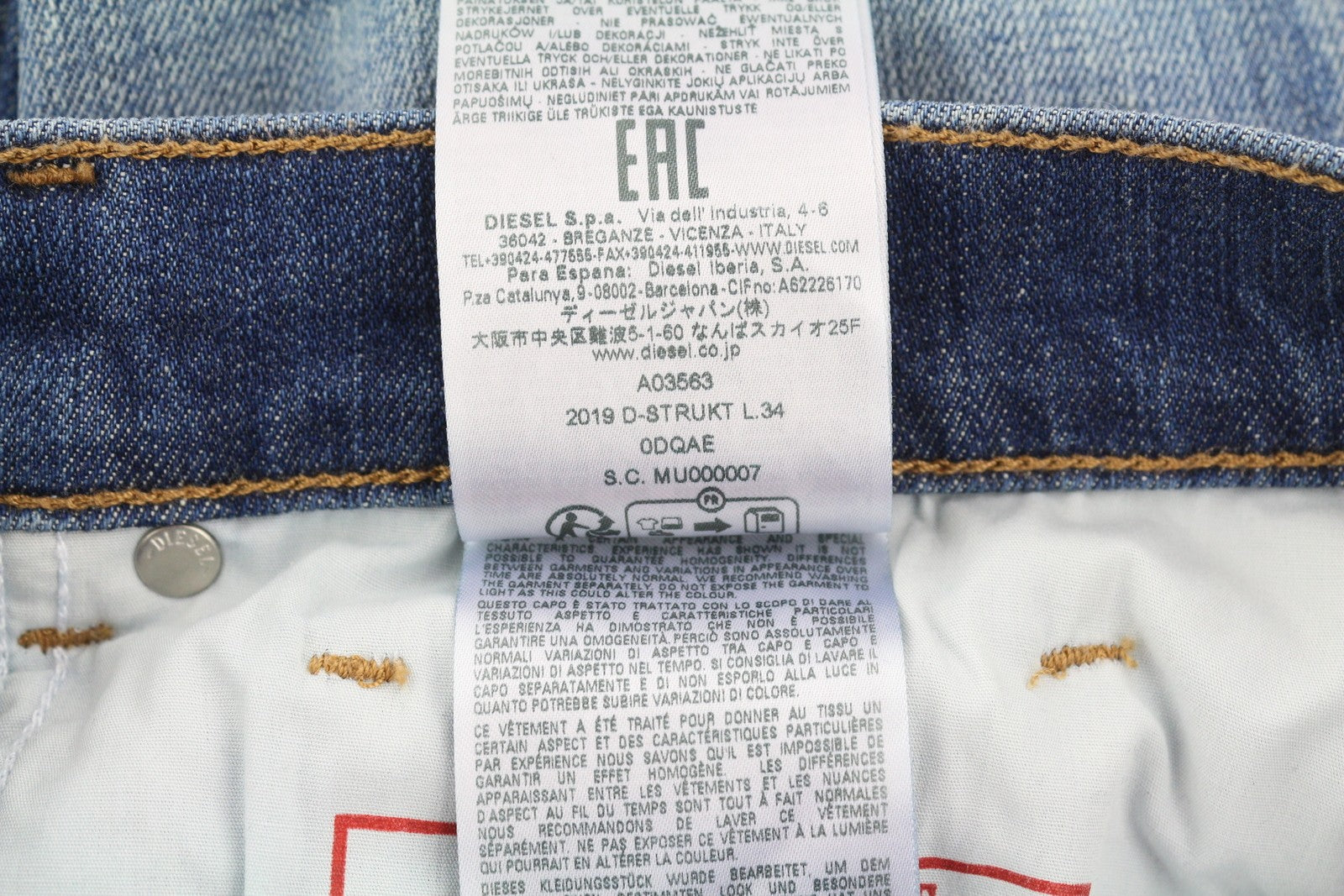 DIESEL 2019 D-Strukt 0DQAE Men's W32/L34 Slim Blue Faded Denim Zip Fly RRP175