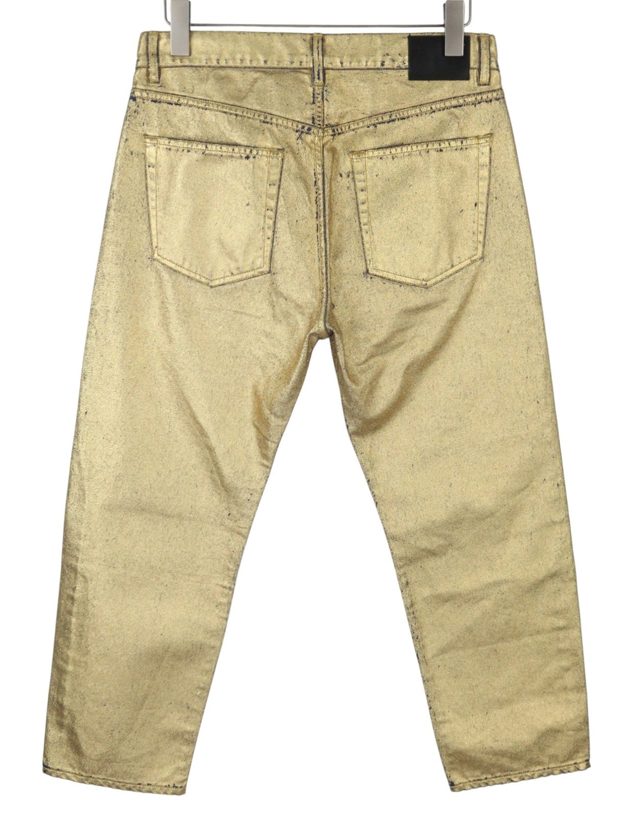 R13 Boyfriend Women Jeans 27 Vintage Gold Indigo Shiny Glitter Zip Fly