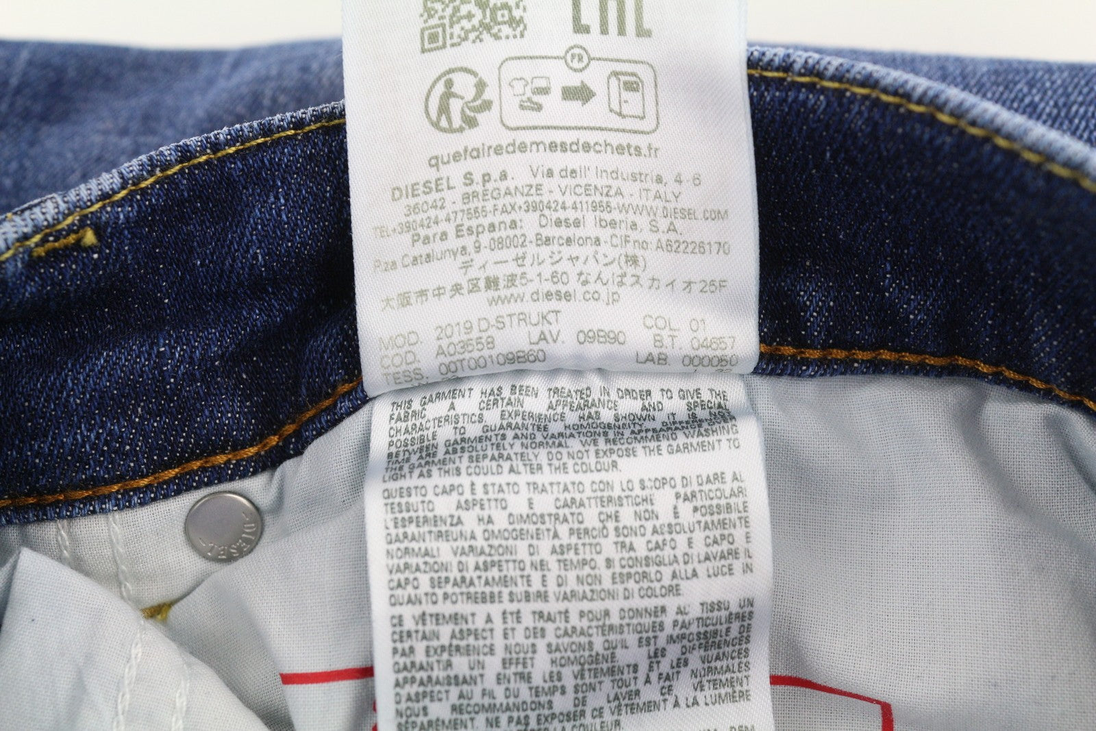 DIESEL 2019 D-Strukt E9B90 Men W32/L32 Slim Fit Blue Distress Fade Jeans RRP250