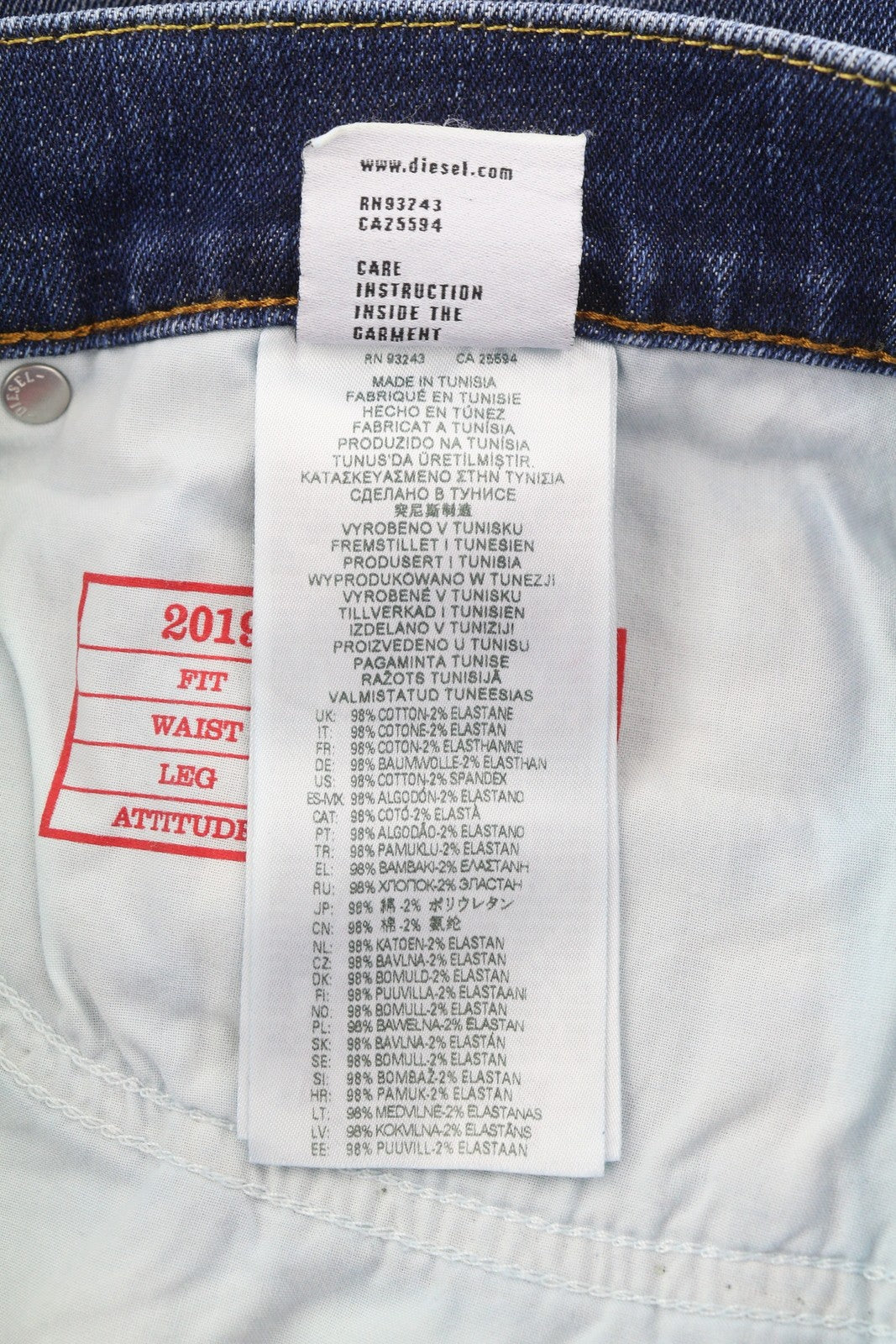 DIESEL 2019 D-Strukt E9B90 Men W32/L32 Slim Fit Blue Distress Fade Jeans RRP250