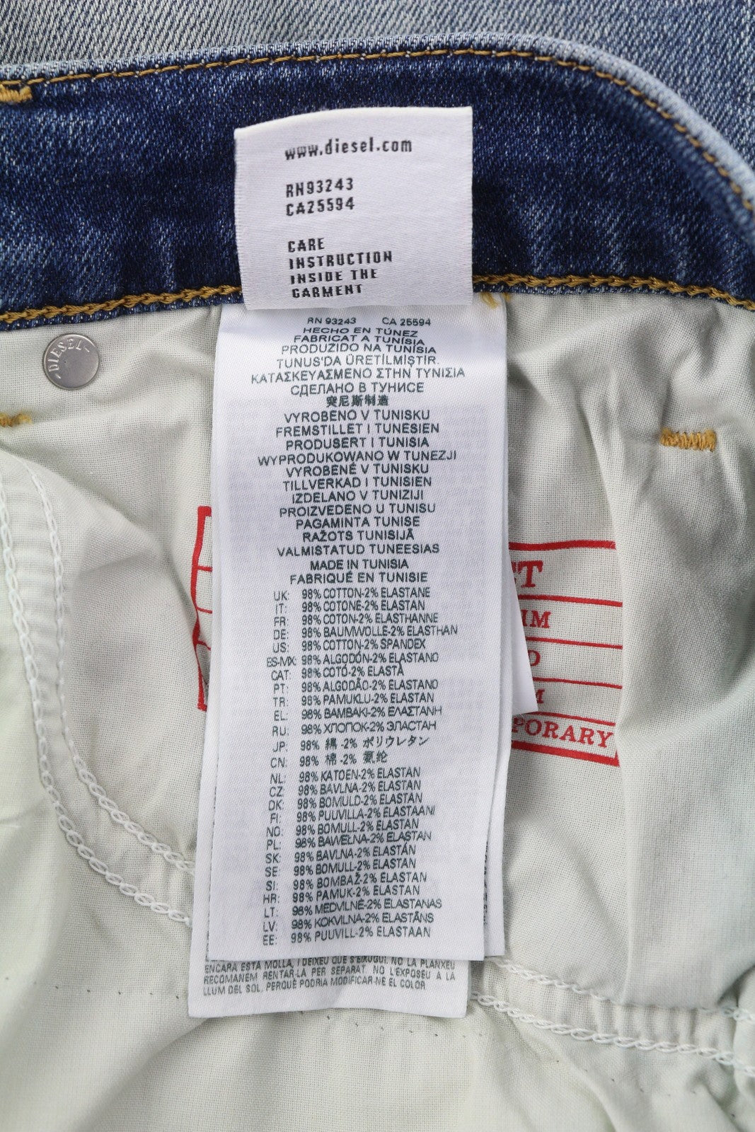 DIESEL 2019 D-Strukt 09H45 Men's W32/L34 Slim Fit Blue Faded Distressed RRP250