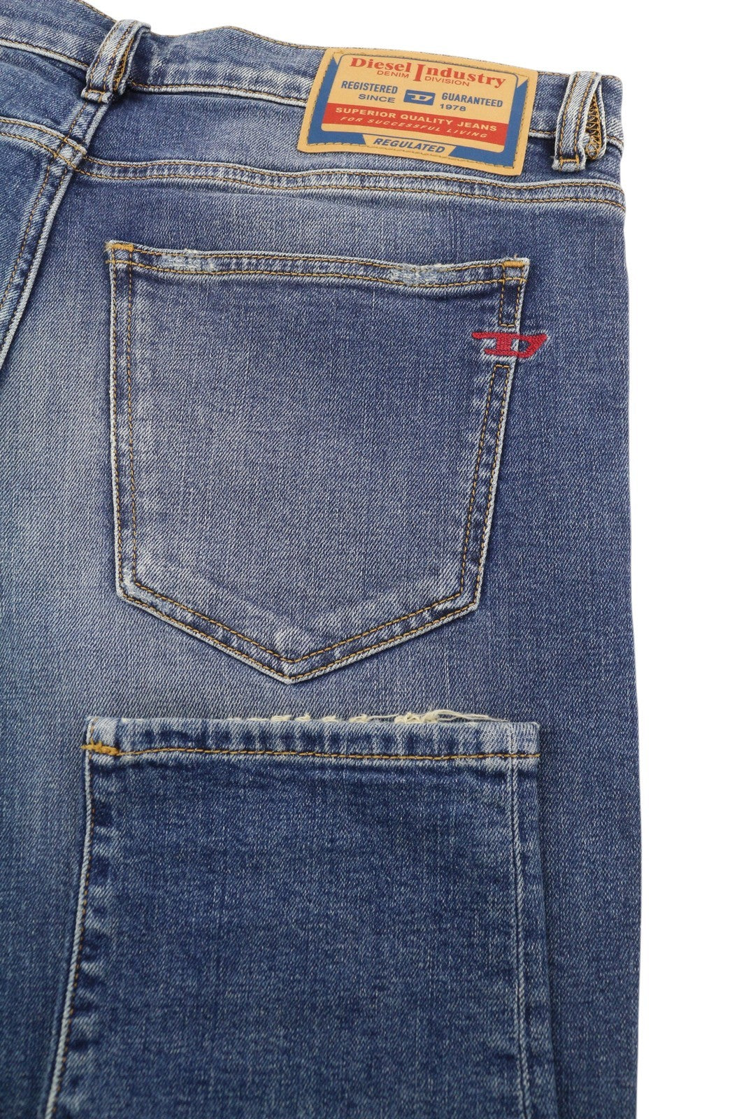 DIESEL 2019 D-Strukt 09H45 Men's W32/L34 Slim Fit Blue Faded Distressed RRP250