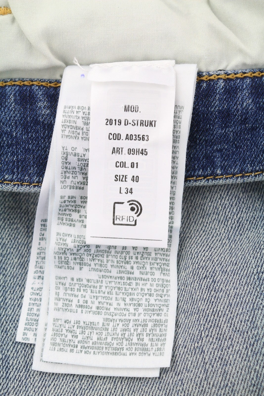 DIESEL 2019 D-Strukt 09H45 Men W40/L34 Slim Blue Faded Distressed Jeans RRP250