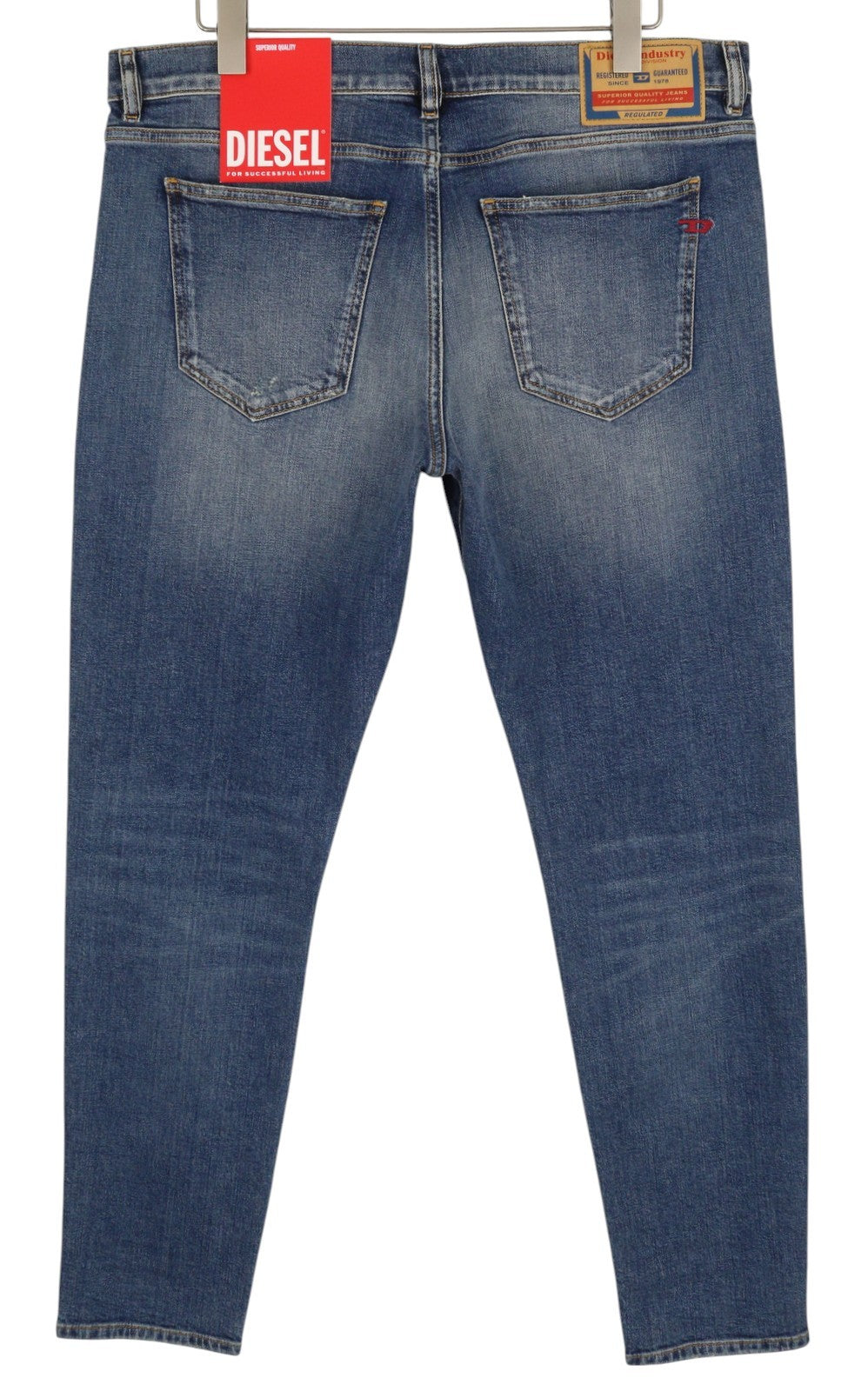 DIESEL 2019 D-Strukt 09H45 Men W40/L34 Slim Blue Faded Distressed Jeans RRP250