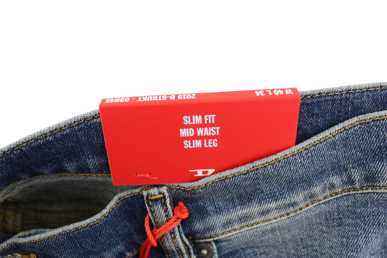 DIESEL 2019 D-Strukt 09H45 Men W40/L34 Slim Blue Faded Distressed Jeans RRP250