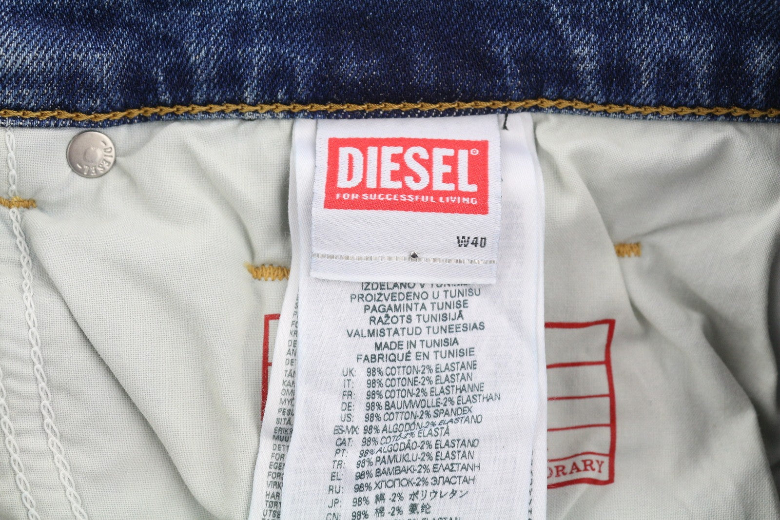 DIESEL 2019 D-Strukt 09H45 Men W40/L34 Slim Blue Faded Distressed Jeans RRP250