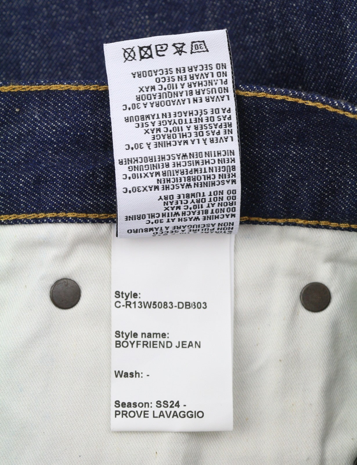 R13 Boyfriend Women Jeans 27 Dark Blue Straight Fit Zip Fly Denim