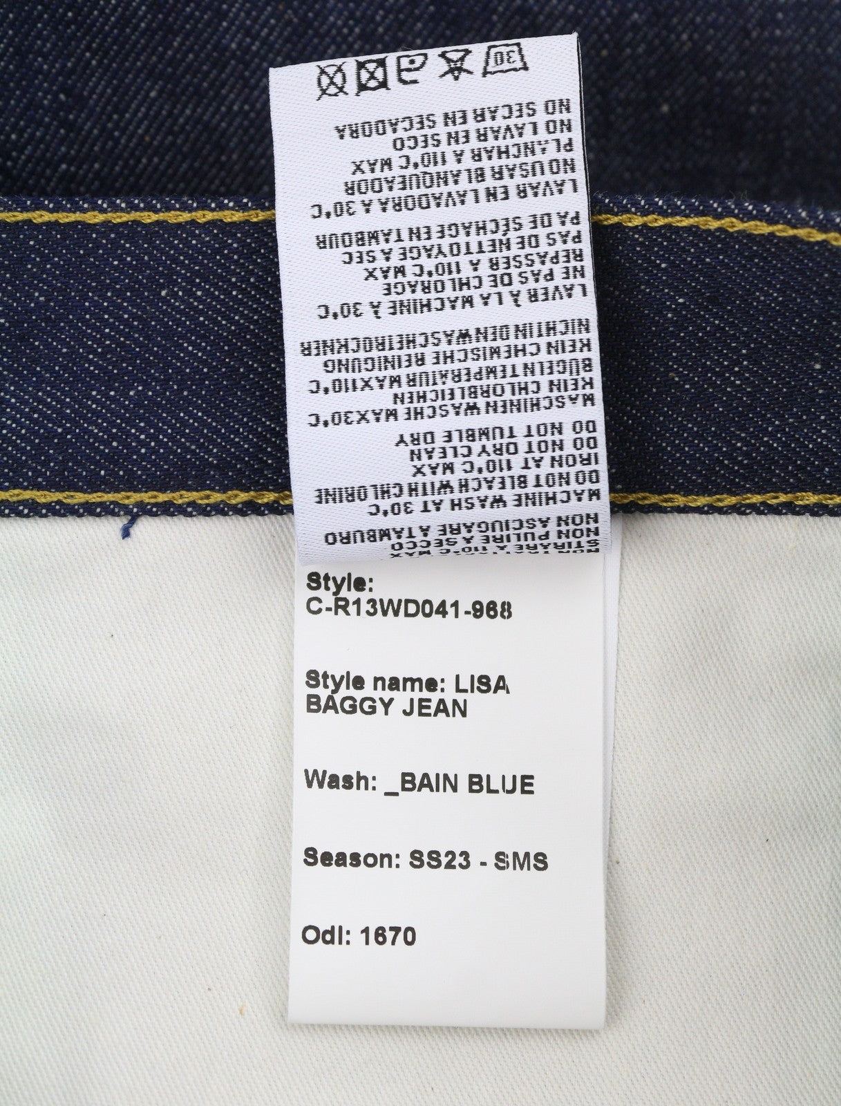 R13 Lisa Baggy Women Jeans 27 Bain Blue Dark Loose Fit Rigid Zip Fly Long