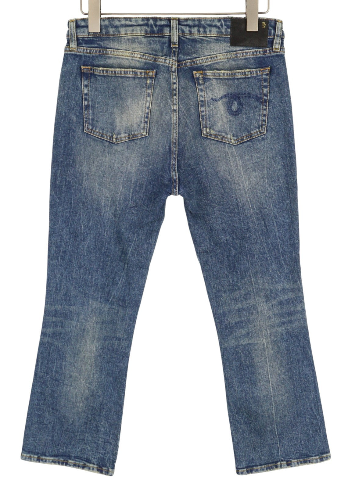 R13 Kick Fit Women's 28 Blue Washed Bootcut Denim Kelly Stretch Zip