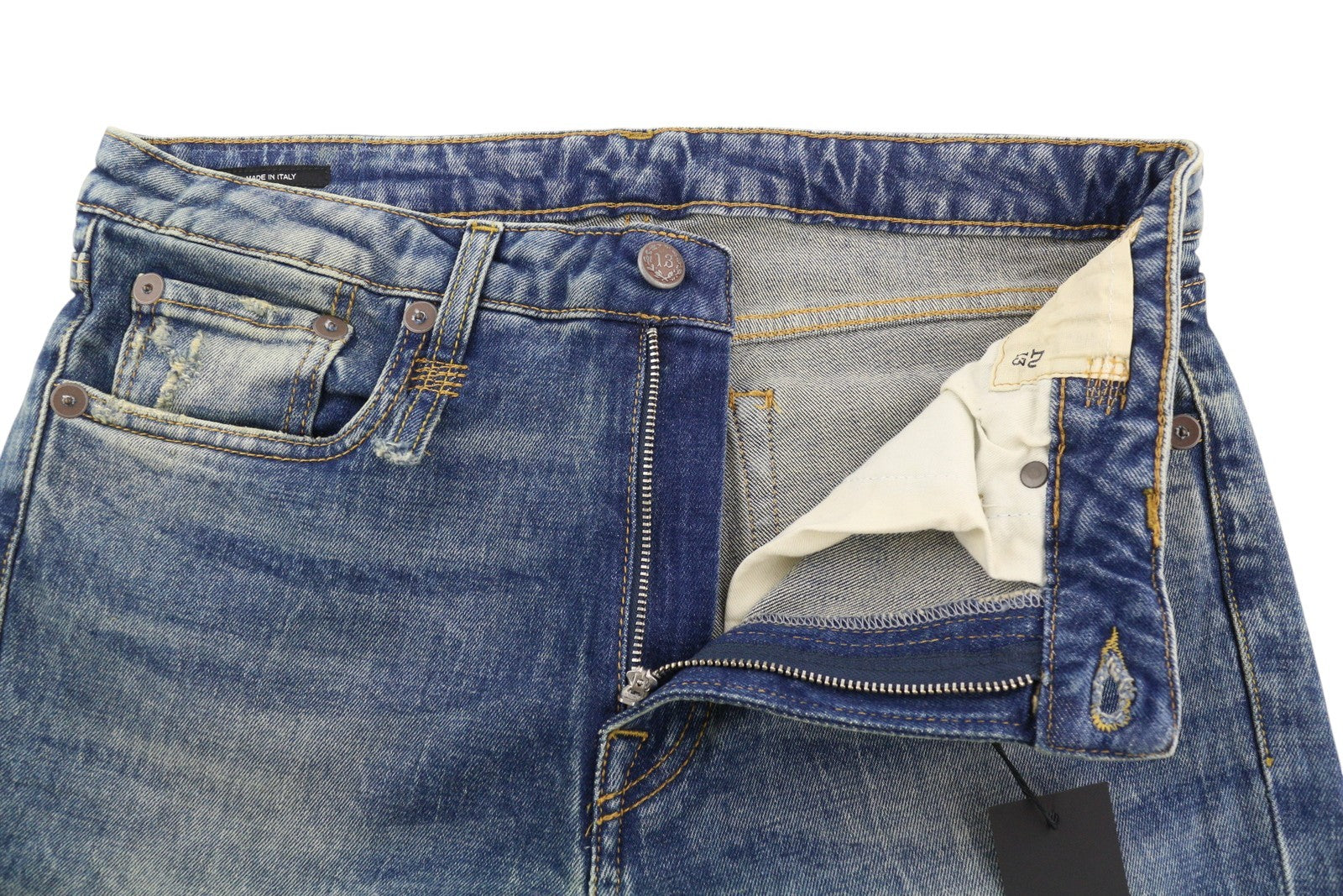 R13 Kick Fit Women's 28 Blue Washed Bootcut Denim Kelly Stretch Zip