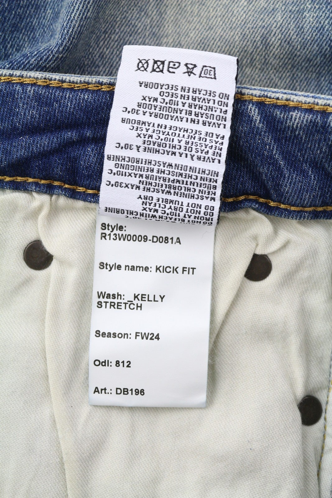 R13 Kick Fit Women's 28 Blue Washed Bootcut Denim Kelly Stretch Zip