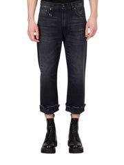 R13 Boyfriend Men's 32 Jake Black Straight Denim Distressed Zip Fly